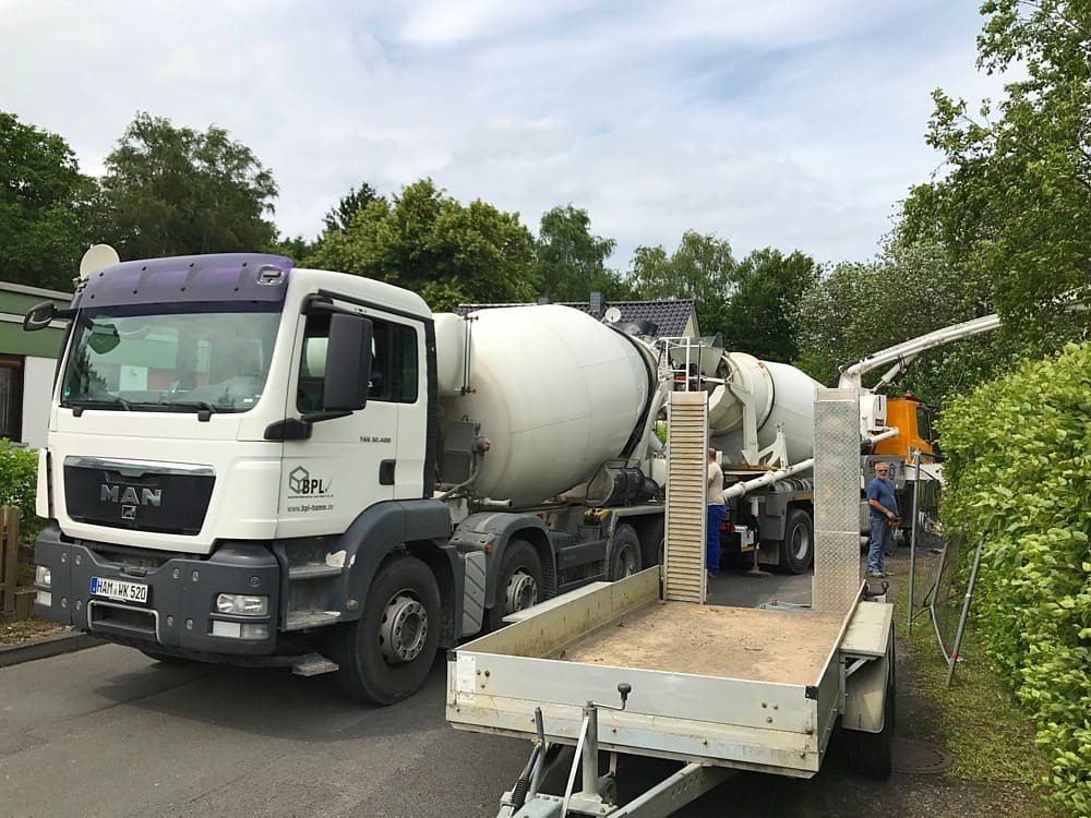 Betonmischer in Stellung